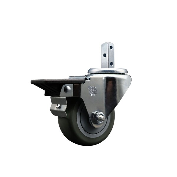 3'' Gray Polyurethane Wheel Swivel 3/4'' Square Stem Caster with Brake